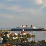 Ocean liner docked at Long Beach, California