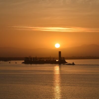 Sunrise over the ocean at Long Beach, California